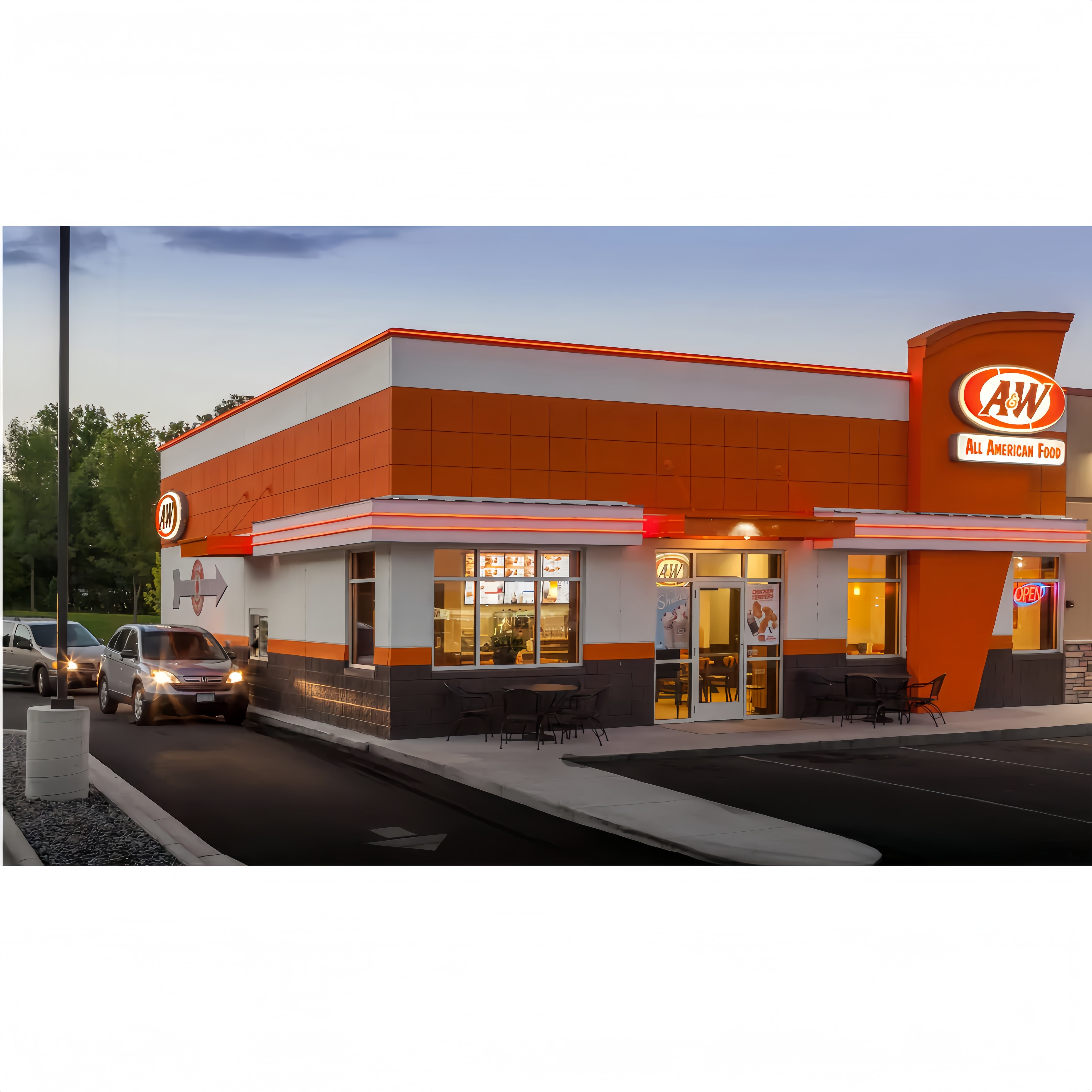 A&W restaurant exterior lighting in Indonesia