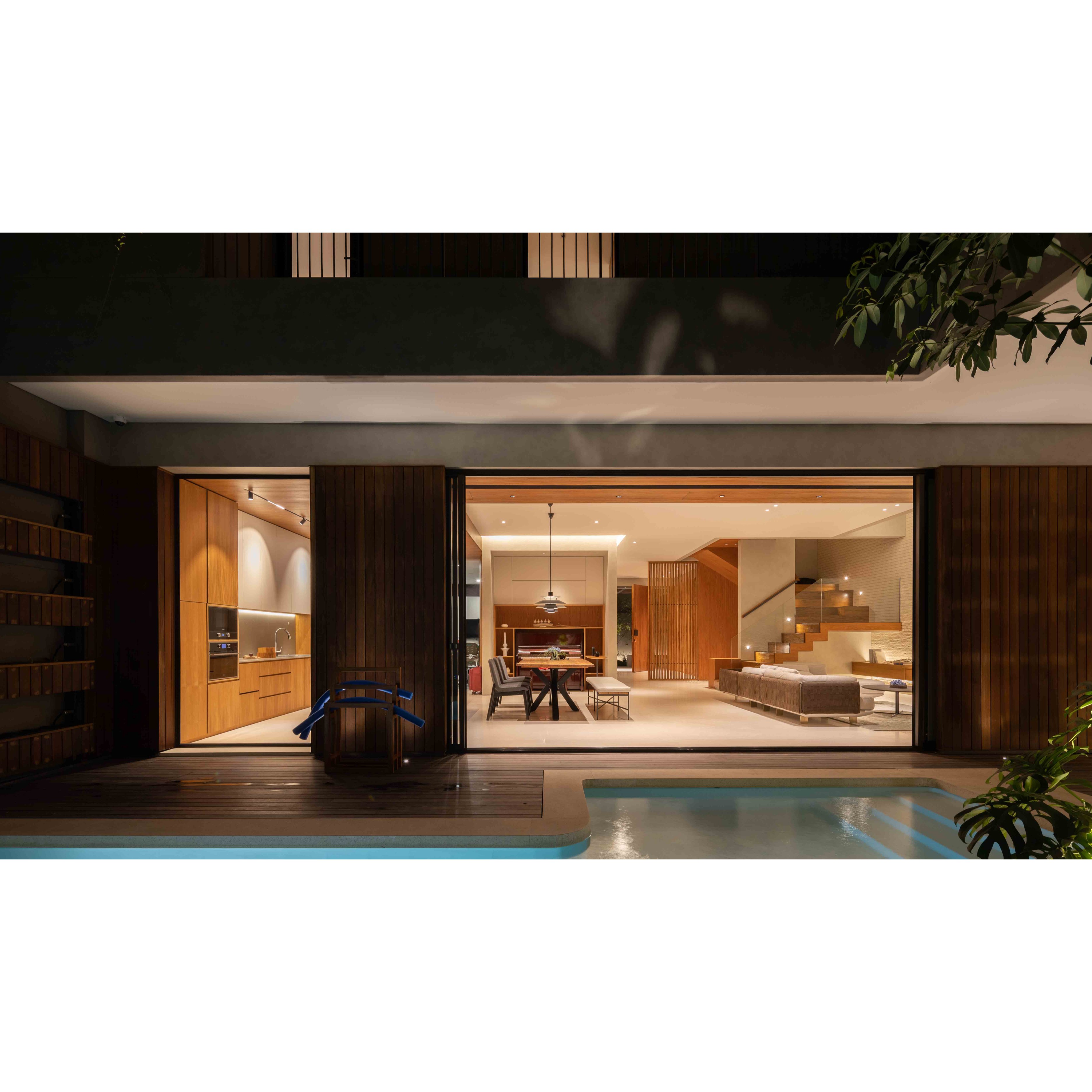 Layered LED lighting in a modern private villa living room