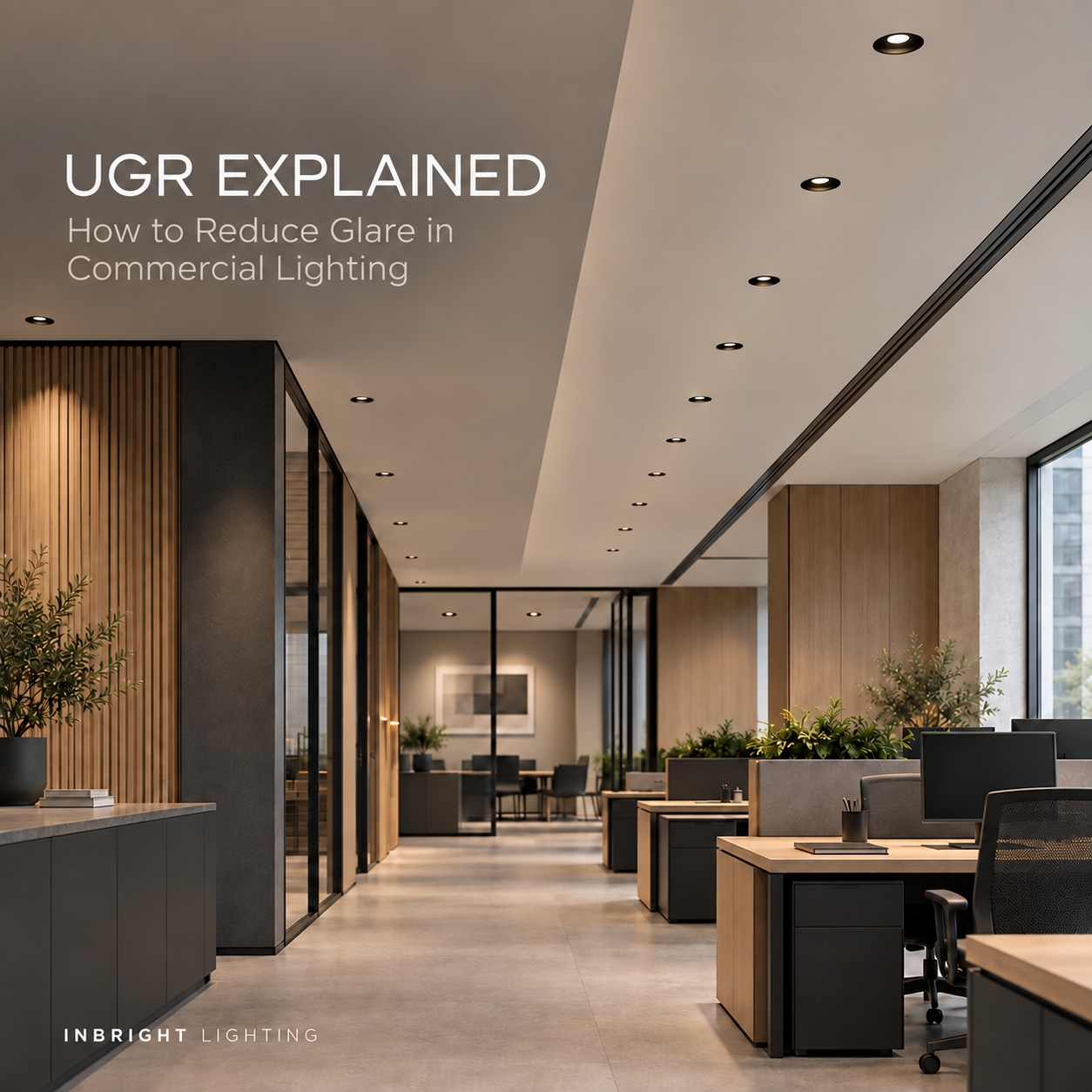 Low-UGR deep-recessed LED downlights providing comfortable commercial office lighting
