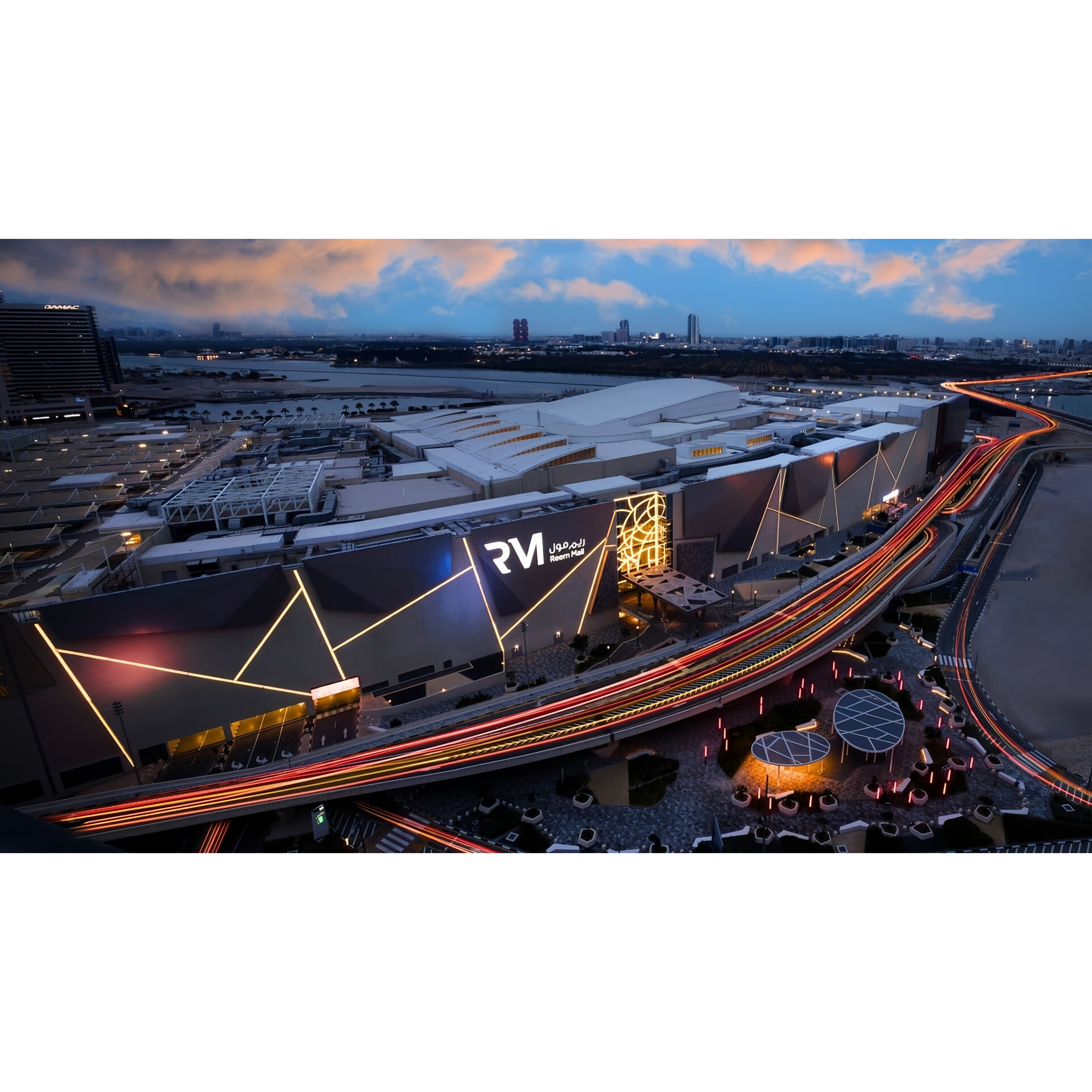 LED linear lighting in the underground parking area at Reem Mall Abu Dhabi